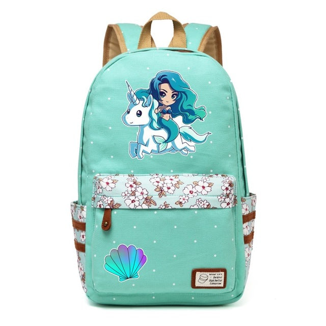 Unicorn + Mermaid Canvas Backpack