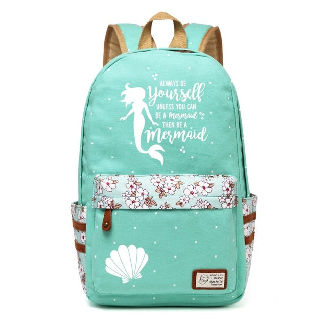 Unicorn + Mermaid Canvas Backpack