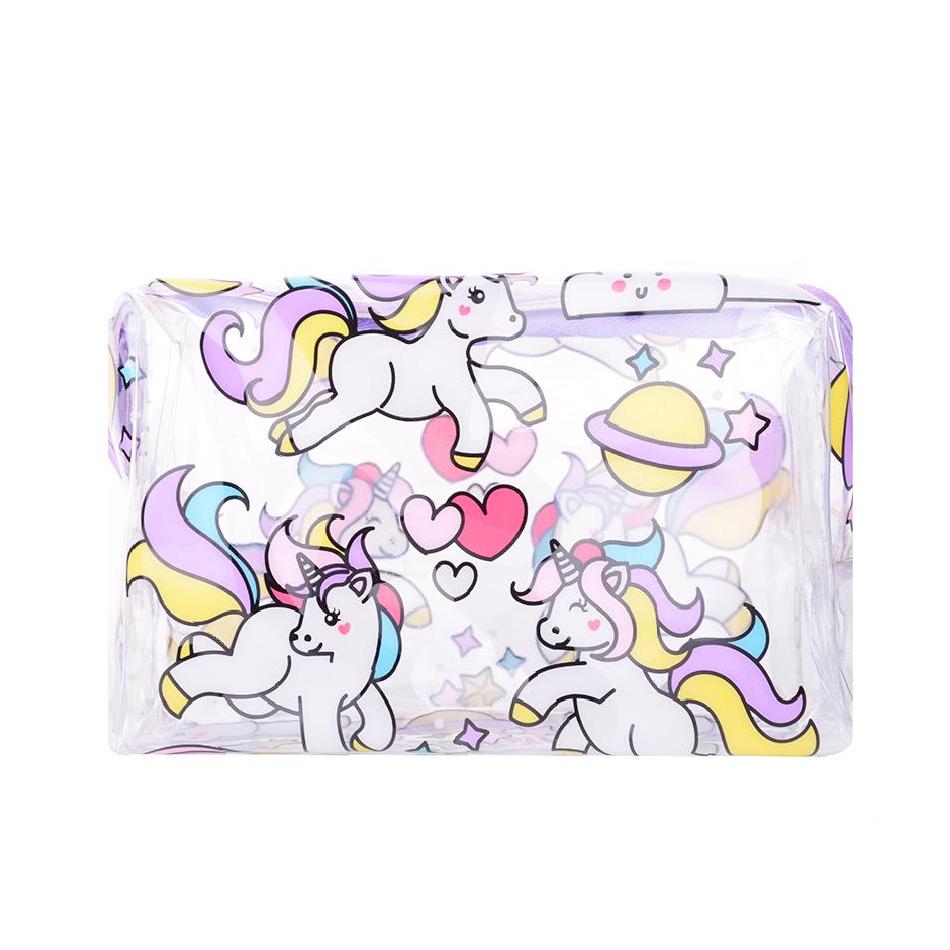 Transparent Unicorn Cosmetic or Pencil Bag
