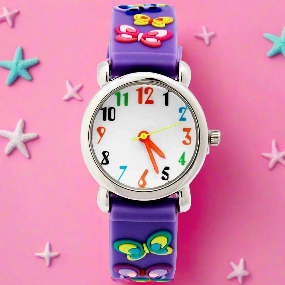 Educational Butterflies Waterproof Girl's Watch