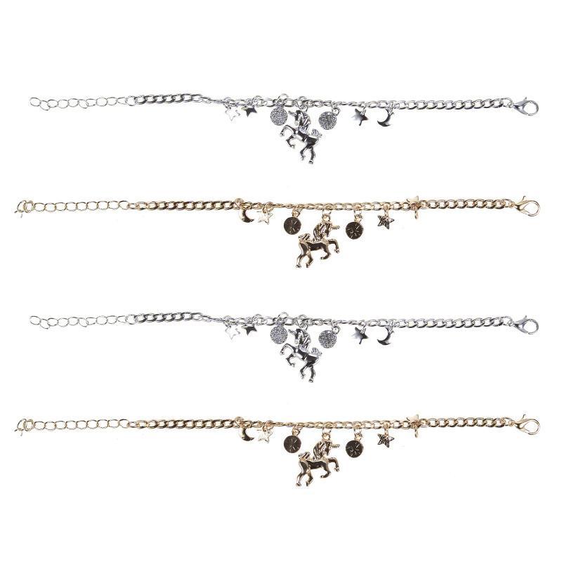 Unicorn Star and Moon Charm Bracelet
