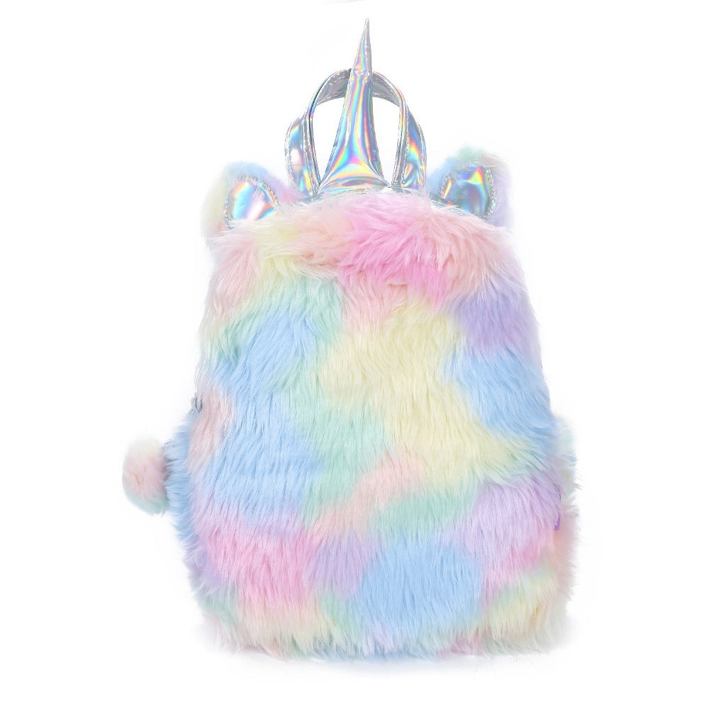 Plush Rainbow Unicorn Mini Backpack / Hand Bag