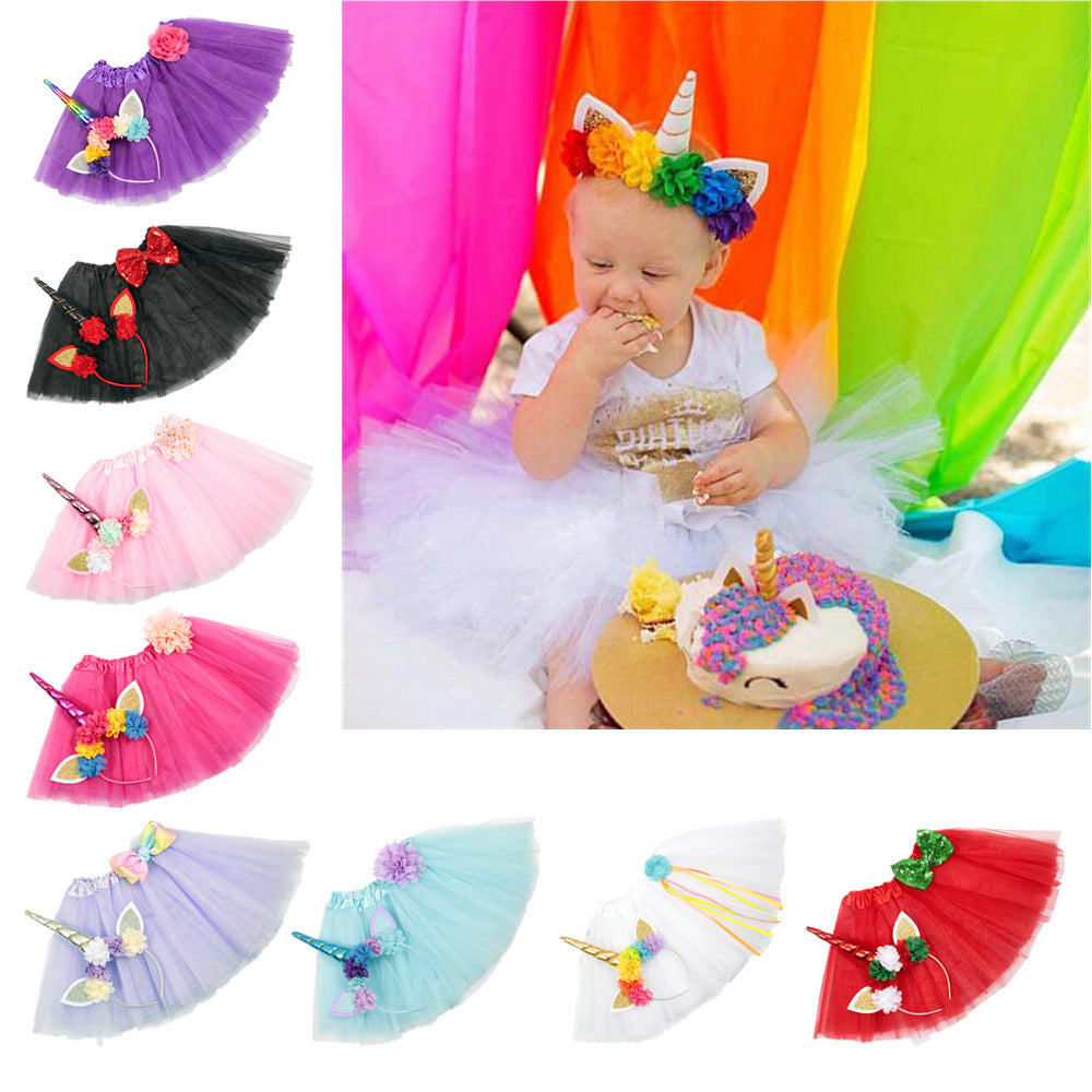 Baby Girls 2-Piece Unicorn Headband / Tutu Set