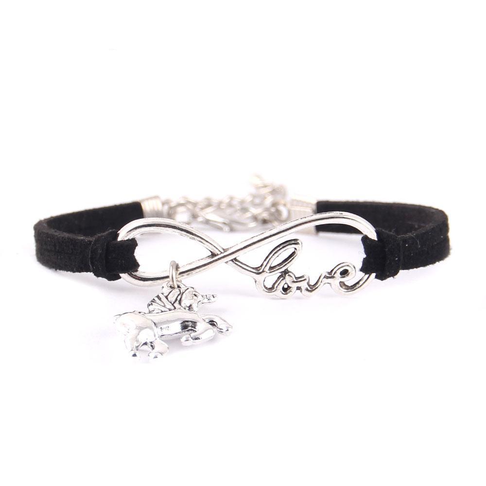 Little Leather Infinity Love Unicorn Charm Bracelet
