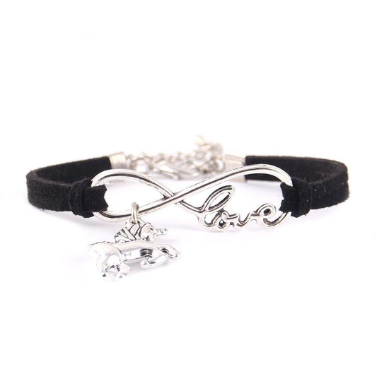Little Leather Infinity Love Unicorn Charm Bracelet