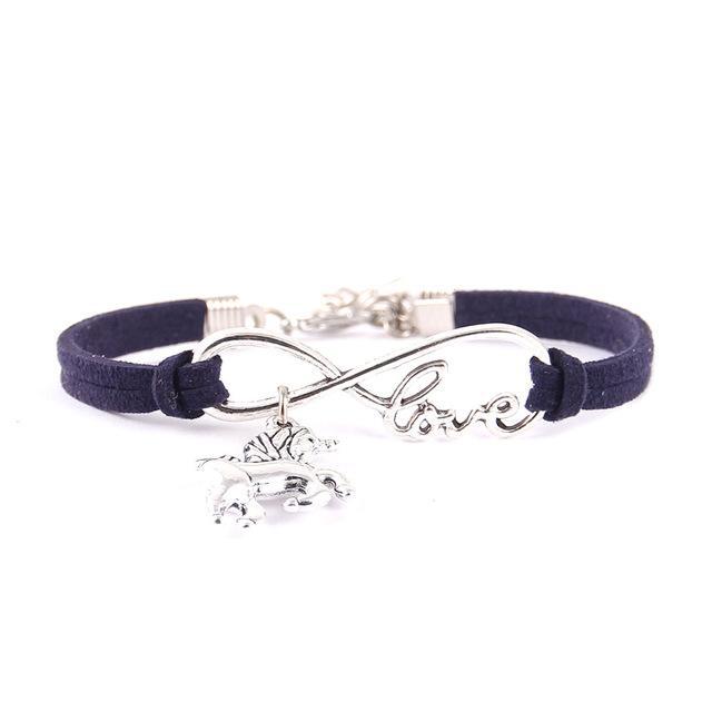 Little Leather Infinity Love Unicorn Charm Bracelet