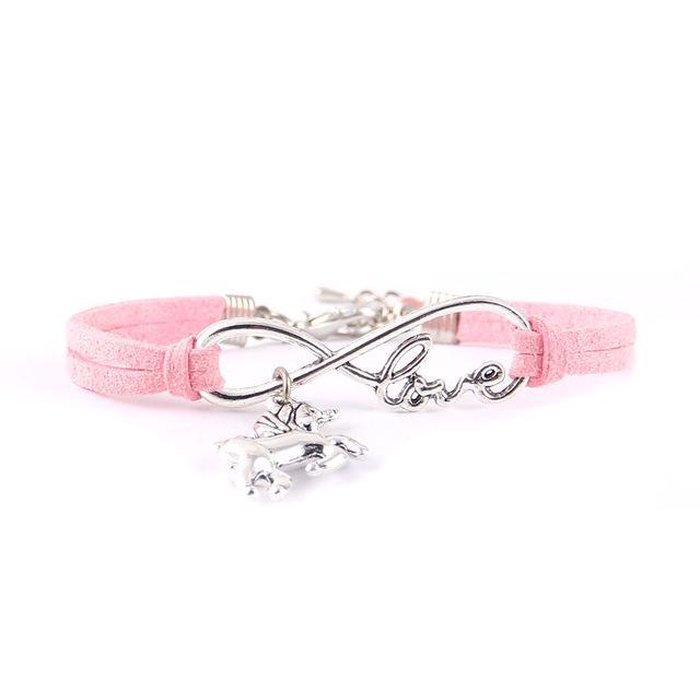 Little Leather Infinity Love Unicorn Charm Bracelet
