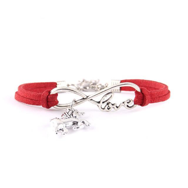 Little Leather Infinity Love Unicorn Charm Bracelet