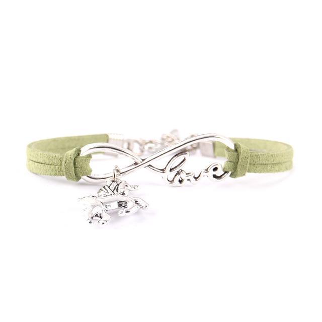 Little Leather Infinity Love Unicorn Charm Bracelet