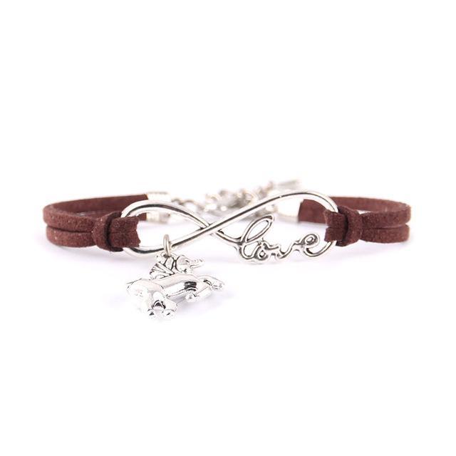 Little Leather Infinity Love Unicorn Charm Bracelet