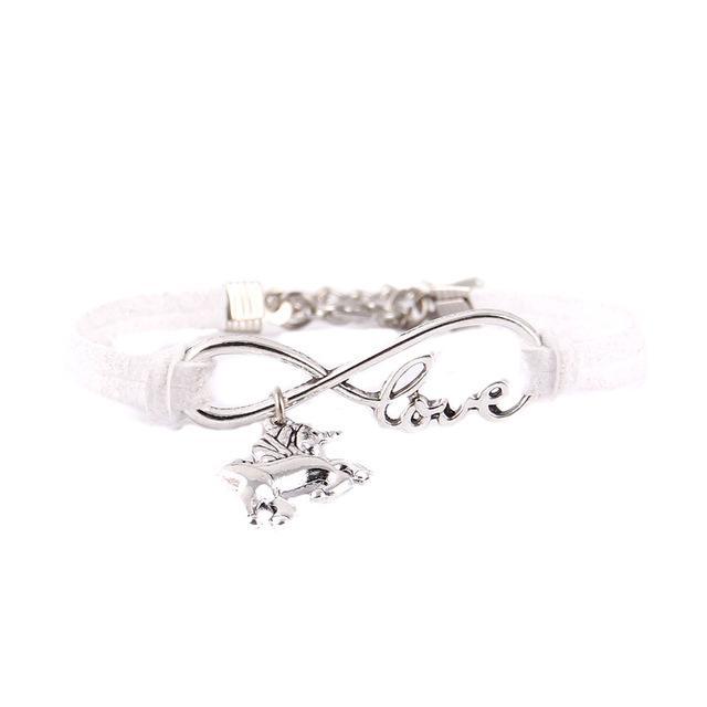 Little Leather Infinity Love Unicorn Charm Bracelet
