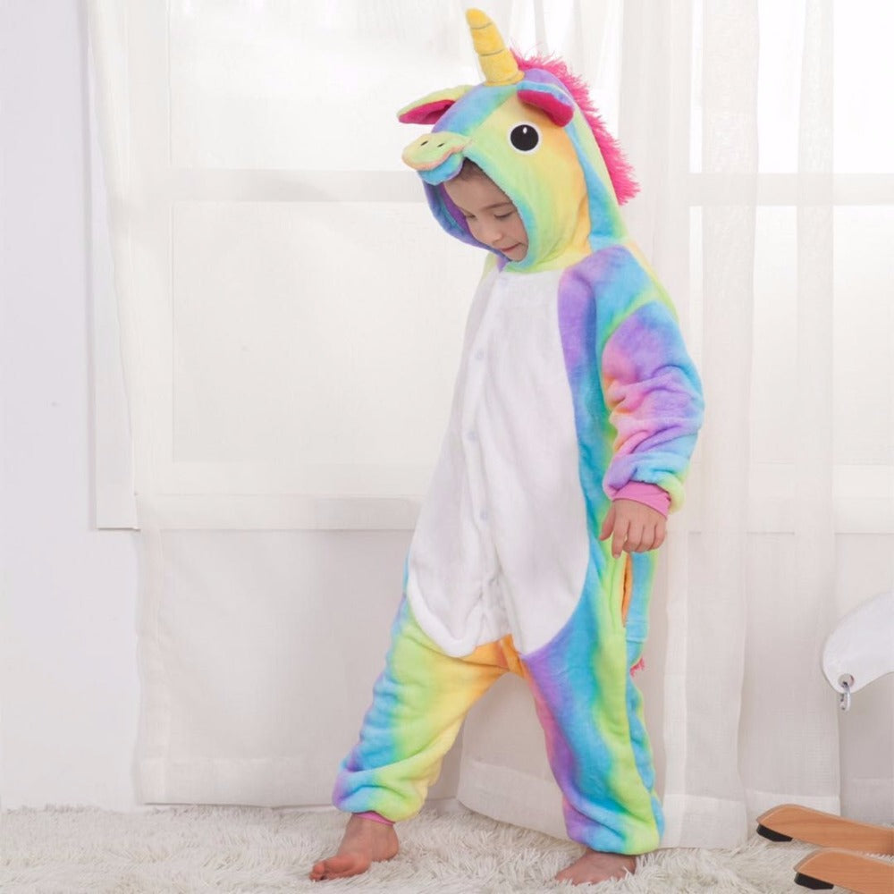 Kids Rainbow Unicorn Onesie Costume / Pajamas