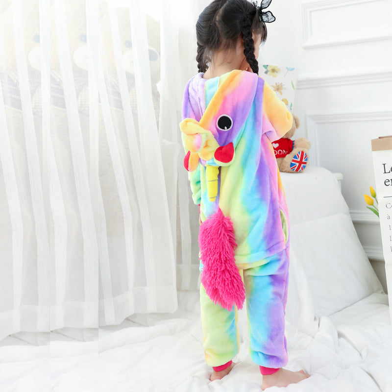 Kids Rainbow Unicorn Onesie Costume / Pajamas
