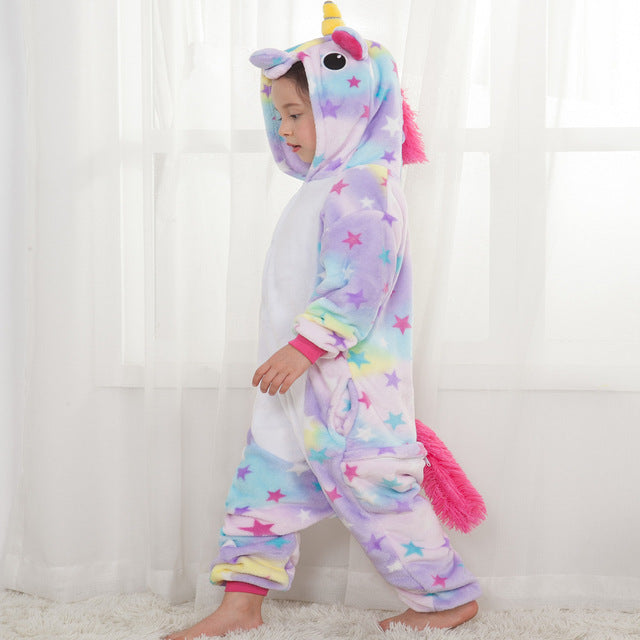 Kids Rainbow Unicorn Onesie Costume / Pajamas