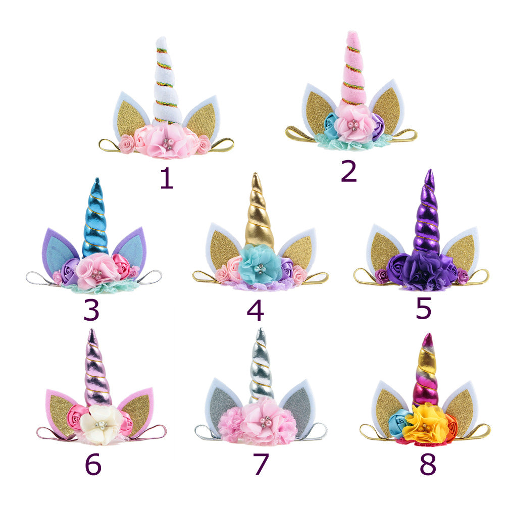Kids Elastic Unicorn Horn Headband with Ears
