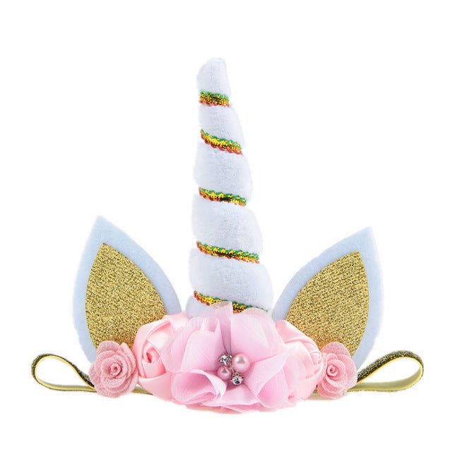 Kids Elastic Unicorn Horn Headband with Ears