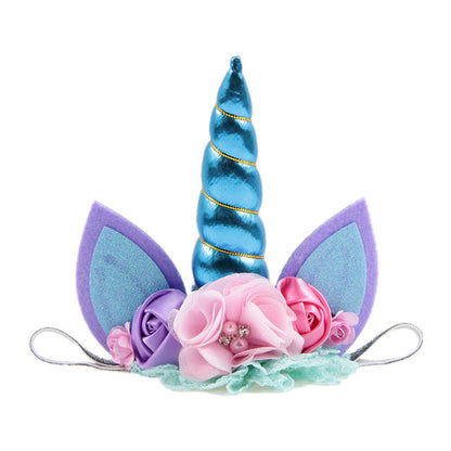 Kids Elastic Unicorn Horn Headband with Ears