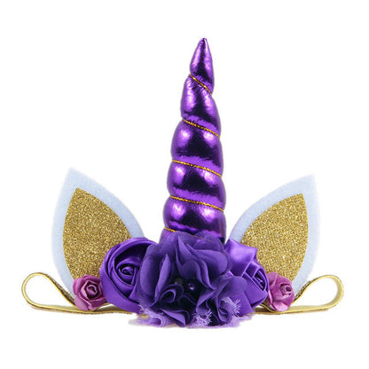 Kids Elastic Unicorn Horn Headband with Ears
