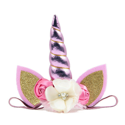 Kids Elastic Unicorn Horn Headband with Ears