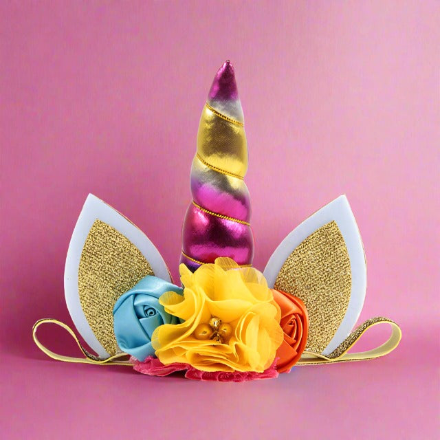 Kids Elastic Unicorn Horn Headband with Ears