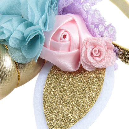 Kids Elastic Unicorn Horn Headband with Ears