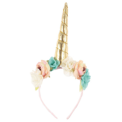 Kids Unicorn Horn Headband Flowers