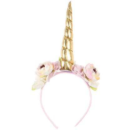 Kids Unicorn Horn Headband Flowers