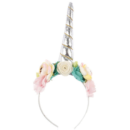 Kids Unicorn Horn Headband Flowers