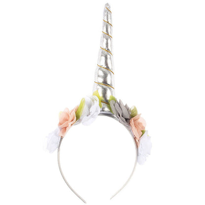 Kids Unicorn Horn Headband Flowers