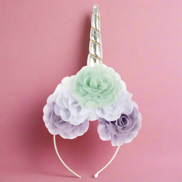 Kids Unicorn Horn Headband Flowers