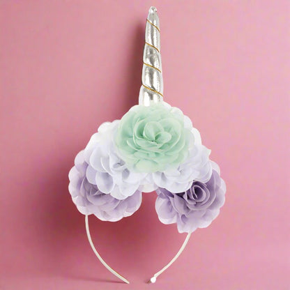 Kids Unicorn Horn Headband Flowers