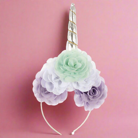 Kids Unicorn Horn Headband Flowers