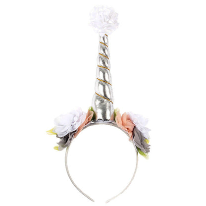Kids Unicorn Horn Headband Flowers