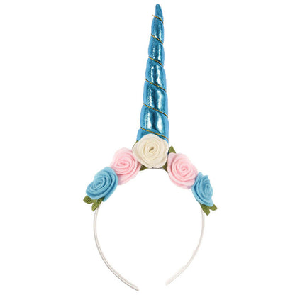 Kids Unicorn Horn Headband Flowers