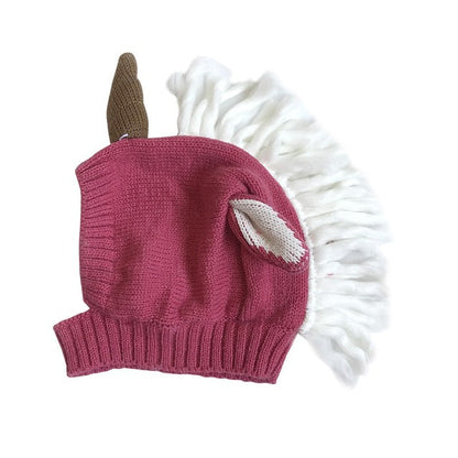 Baby / Toddler Knitted Wrap-Around Unicorn Winter Hat