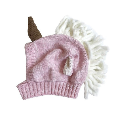 Baby / Toddler Knitted Wrap-Around Unicorn Winter Hat