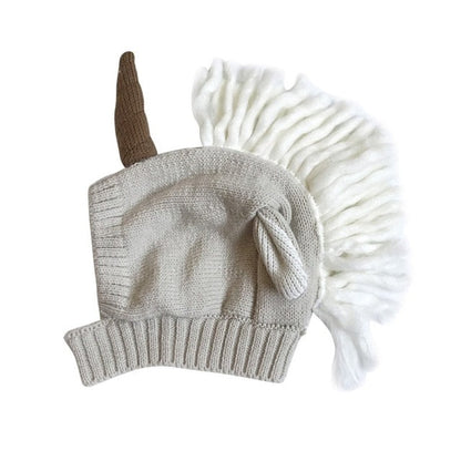 Baby / Toddler Knitted Wrap-Around Unicorn Winter Hat
