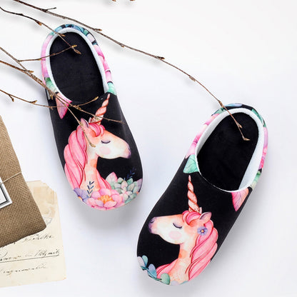 Floral Unicorn Memory Foam House Slippers