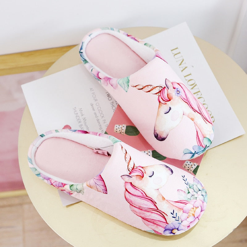 Floral Unicorn Memory Foam House Slippers