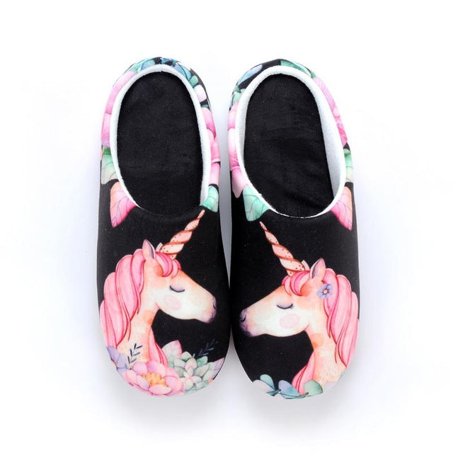 Floral Unicorn Memory Foam House Slippers