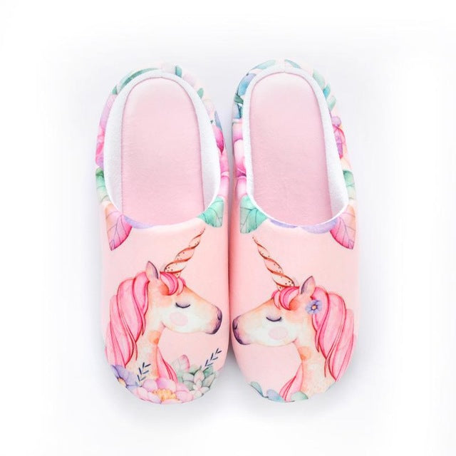 Floral Unicorn Memory Foam House Slippers