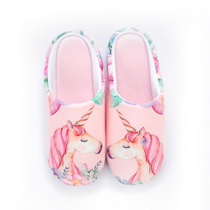 Floral Unicorn Memory Foam House Slippers