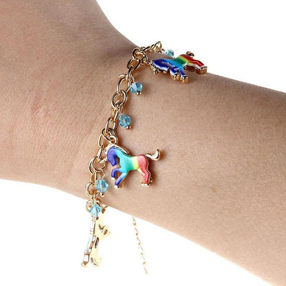 Children Gold Rainbow Unicorn Charm Bracelet