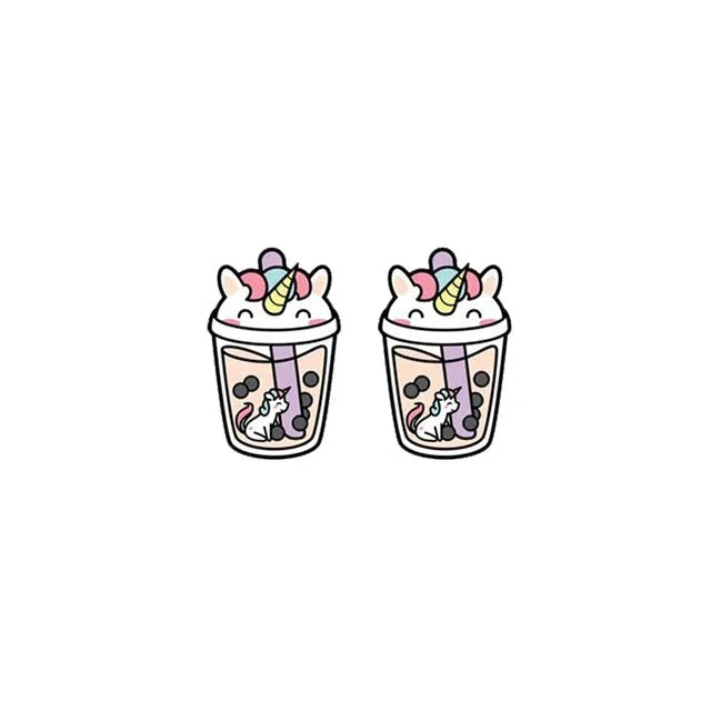Unicorn Boba Tea Earrings