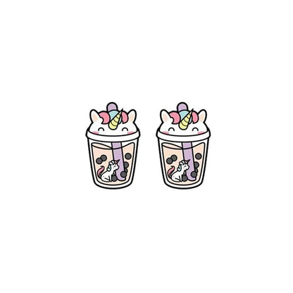 Unicorn Boba Tea Earrings