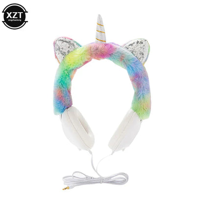 Fluffy Unicorn Wired Headphones