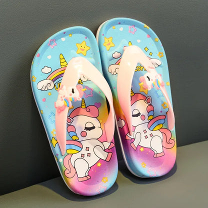 Girls Colorful Unicorn Flip-flops