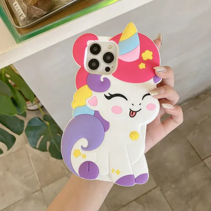 Cute 3D Rainbow Unicorn Case For iPhone 11 12 13 14 15 Pro Max