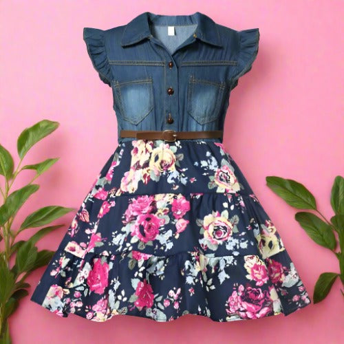 Denim Floral Summer Dress