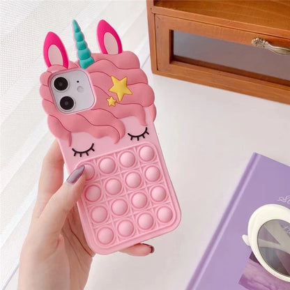 Pop Fidget Unicorn Case For iPhone 11 12 13 Pro X Xs Max XR 6 6s 7 8 Plus 5 5s SE